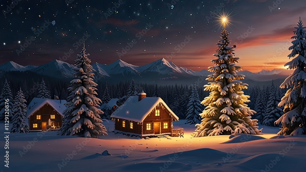 Fototapeta premium snowman with christmas tree and happy new year