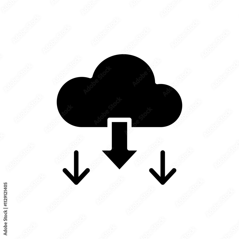 Cloud download icon Flat vector set outline Cloud download icon Flat vector set outline
