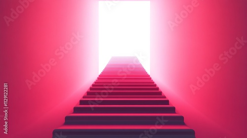 Pink Stairway to Success: A vibrant pink staircase leads towards a radiant white light, symbolizing ambition, growth, and the pursuit of dreams. The path to greatness is illuminated.