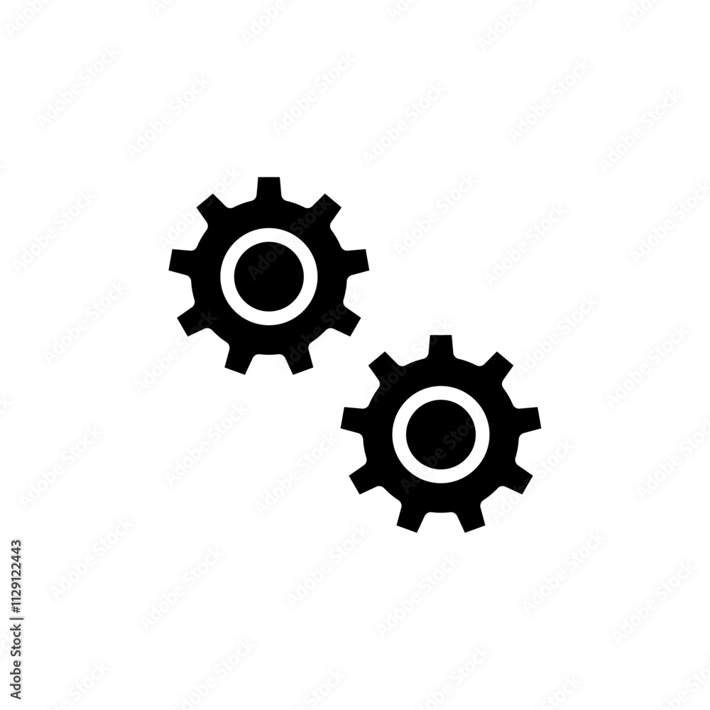 Gears icon Flat vector set outline Gears icon Flat vector set outline