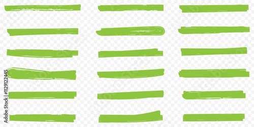 Highlight marker lines. black & green text highlighter markers strokes, highlights marking. Permanent marker sketches, ink brush or permanent marker sketch. Isolated vector symbols set. eps 10.