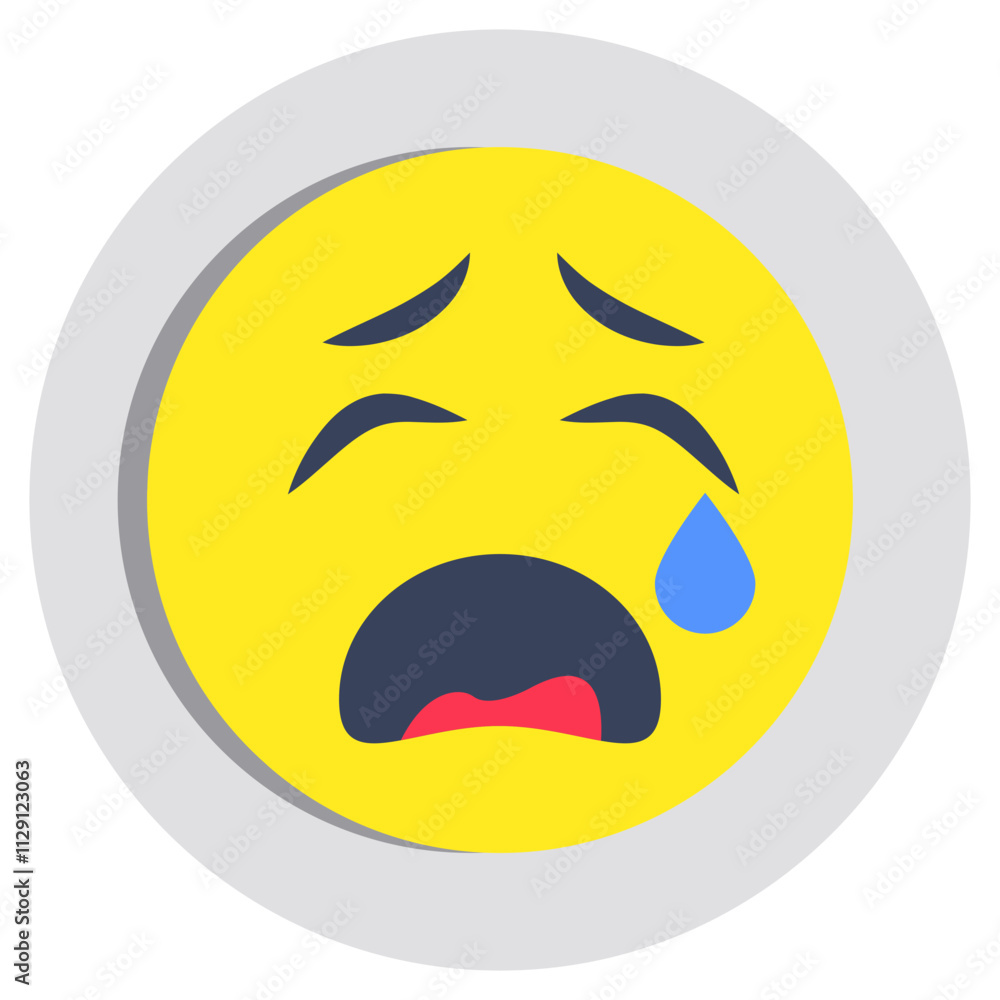 A creative design icon of weeping face A creative design icon of weeping face