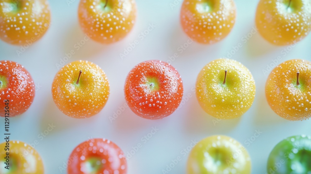 fresh colorful apples with water droplets on a light background fresh colorful apples with water droplets on a light background