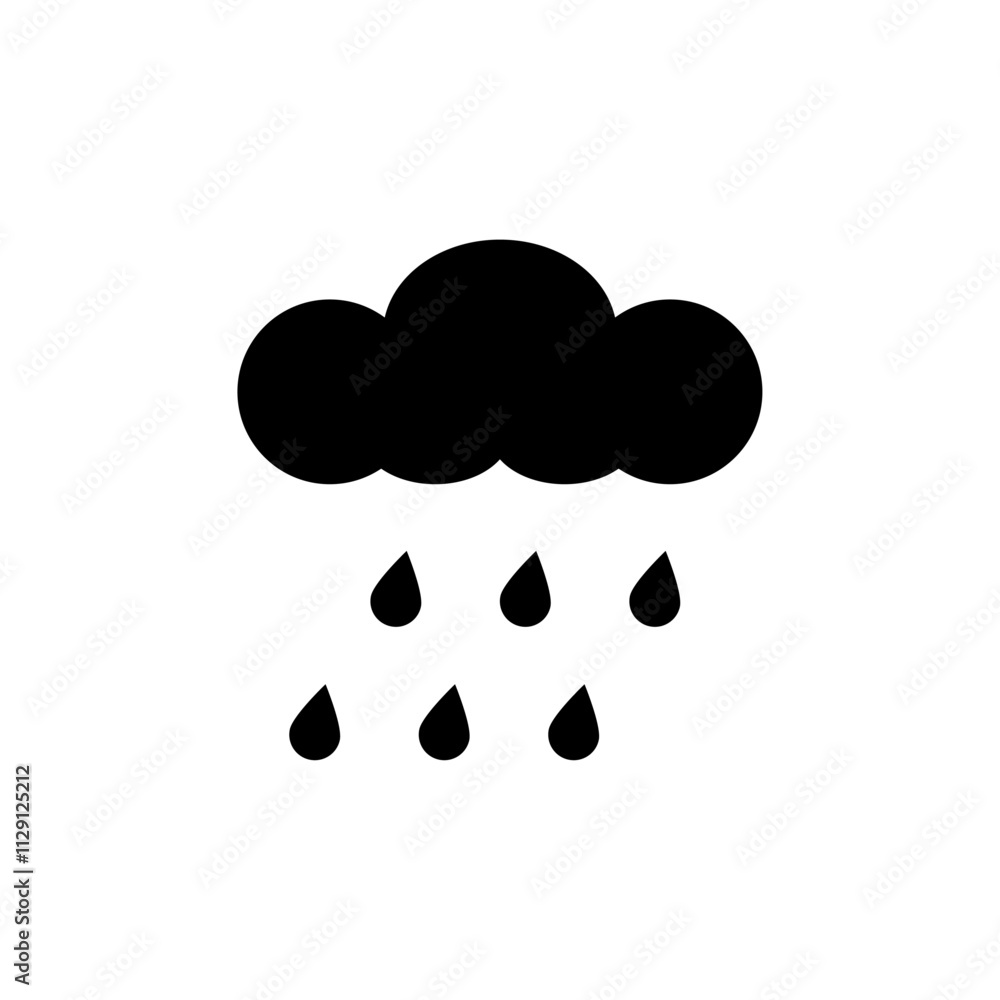 Rain icon Flat vector set outline