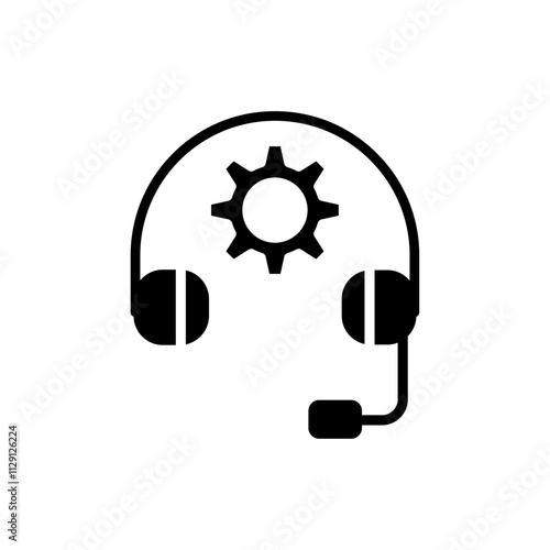 Technical support icon Flat vector set outline
