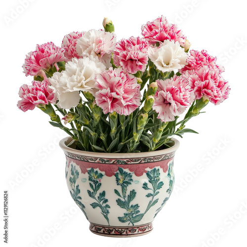 Wallpaper Mural beautiful arrangement of pink and white carnations in decorative ceramic pot, showcasing vibrant colors and lush greenery, perfect for home decor or gifting Torontodigital.ca