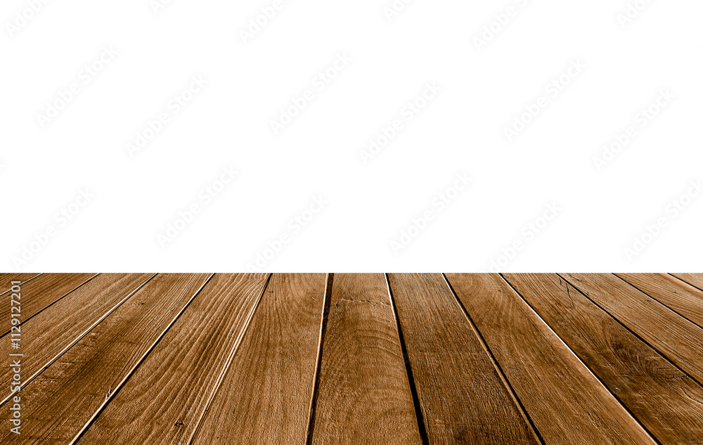 Empty top wood table isolated on white background used for display or montage your products Empty top wood table isolated on white background used for display or montage your products