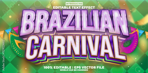 Brazilian Carnival editable text effect in modern trend style