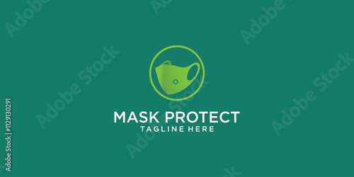 Simple mask protection logo design with modern style premium vector photo