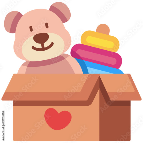 Donate old toys Flat color