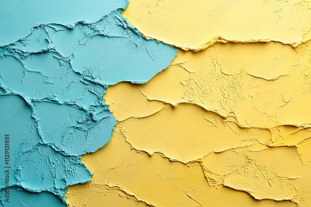 Textured layers of blue and yellow paint create a vibrant abstract artwork in a modern artistic setting. Generative AI Textured layers of blue and yellow paint create a vibrant abstract artwork in a modern artistic setting. Generative AI