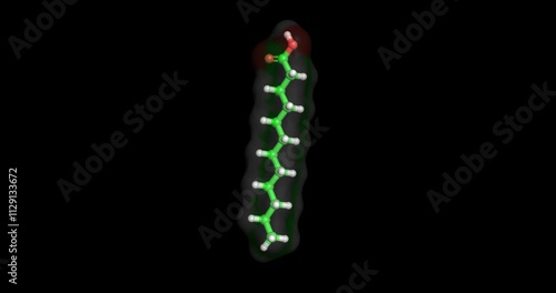  Palmitic Acid  nutraceutical, 3D molecule spinning, 4k
