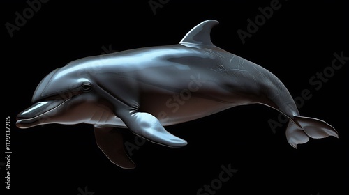 Majestic Dolphin: A 3D Render of a Bottlenose Dolphin against a Black Background photo