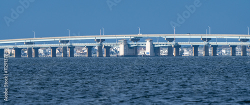 Fototapeta Naklejka Na Ścianę i Meble -  Mathis/Tunney Bridges are a pair of bridges that span Barnegat Bay in Ocean County, New Jersey, connecting Route 37 in Toms River with Pelican Island.