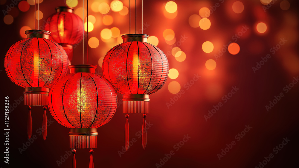 Traditional New Year red lanterns featuring symbolic elements for festive and joyful occasions Traditional New Year red lanterns featuring symbolic elements for festive and joyful occasions