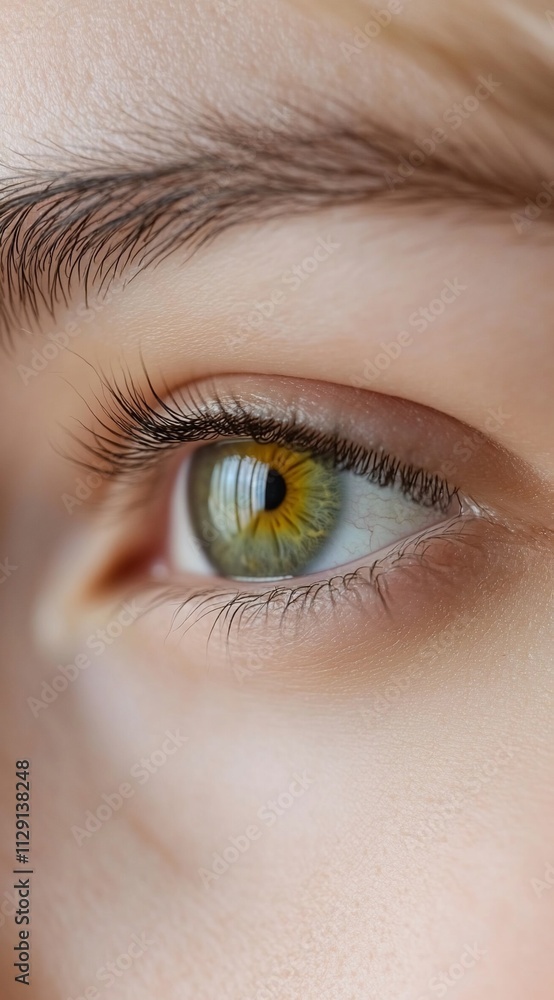 Close-up of a person's hazel eye looking to the side. Close-up of a person's hazel eye looking to the side.