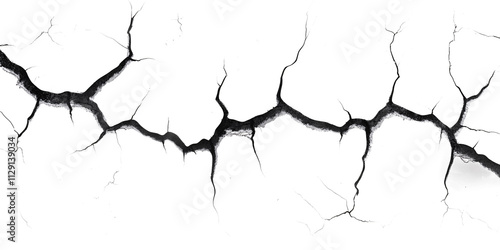 Cracked white background wall crack texture distressed cracked surface grunge wall cracked pattern  on white and transparent background.