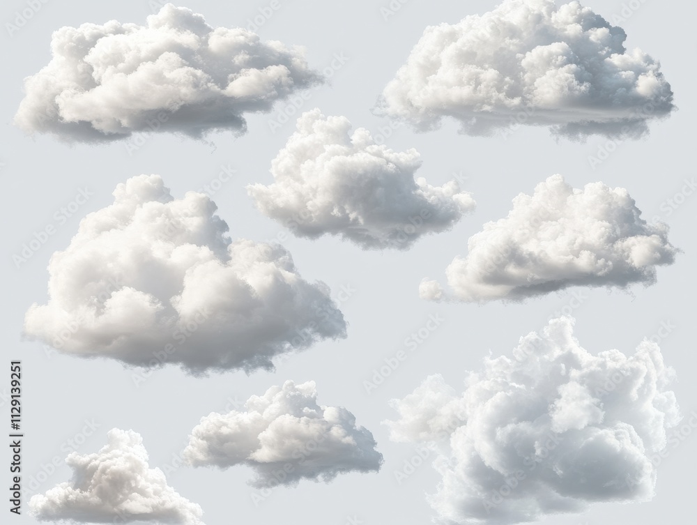 Obraz premium various fluffy clouds in a clear sky