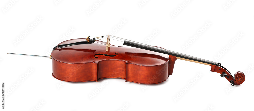 Obraz premium Beautiful cello isolated on white. Classic musical instrument