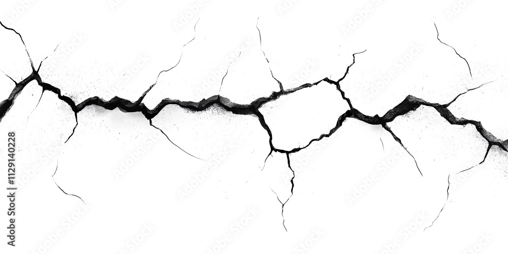 Obraz premium Cracked white background wall crack texture distressed cracked surface grunge wall cracked pattern on white and transparent background.