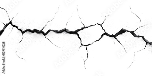Cracked white background wall crack texture distressed cracked surface grunge wall cracked pattern  on white and transparent background.