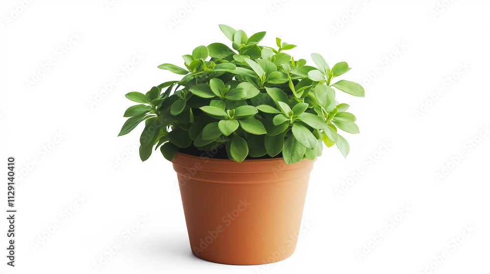 Small indoor plant in a terracotta pot, isolated in white background Small indoor plant in a terracotta pot, isolated in white background