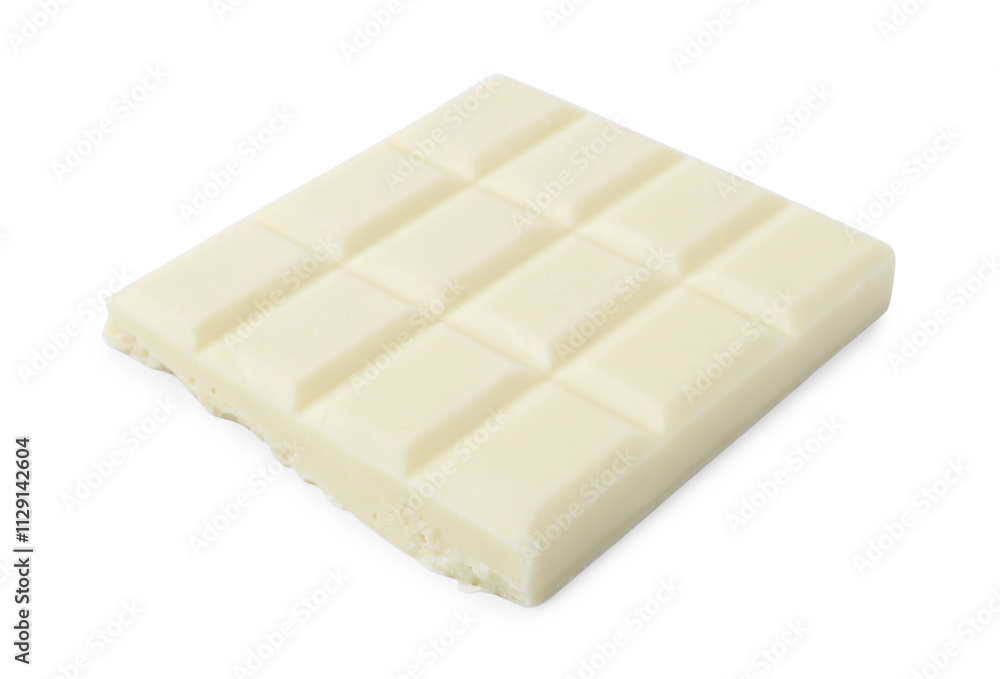 Piece of white chocolate bar isolated on white Piece of white chocolate bar isolated on white