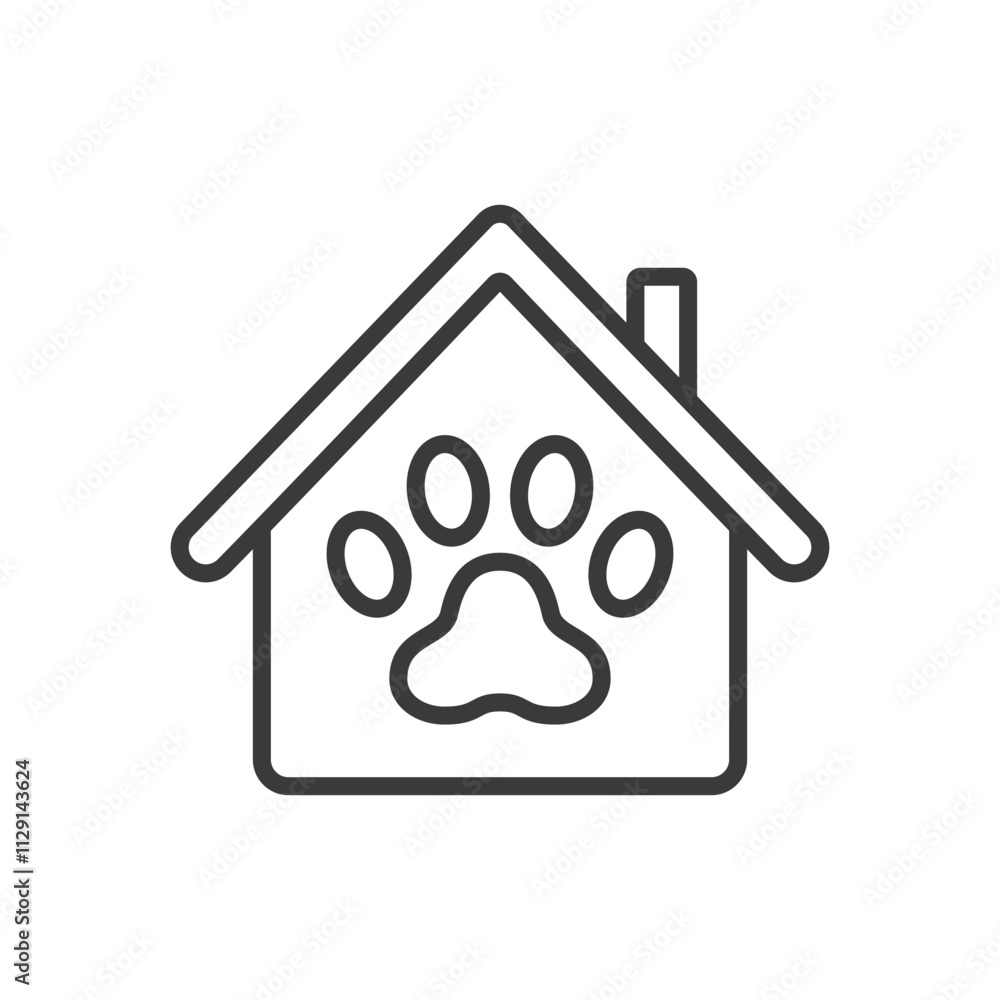 Charity pet house, icon in line design. Charity, pet, house, shelter, care, animal, rescue on white background vector. Charity pet house editable stroke icon Charity pet house, icon in line design. Charity, pet, house, shelter, care, animal, rescue on white background vector. Charity pet house editable stroke icon