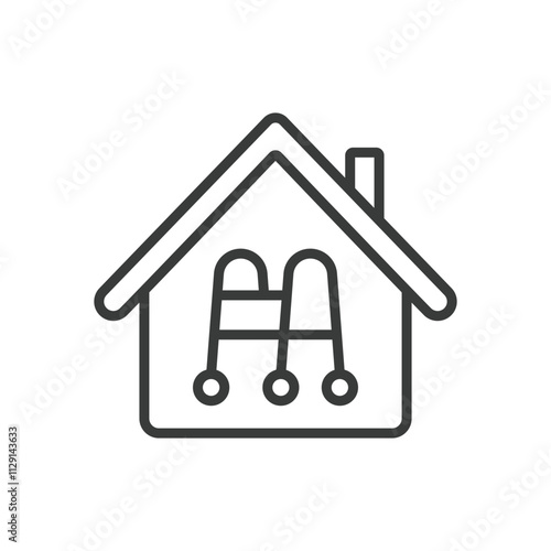 Nursing home, icon in line design. Nursing, home, care, elderly, living, residence, healthcare on white background vector. Nursing home editable stroke icon