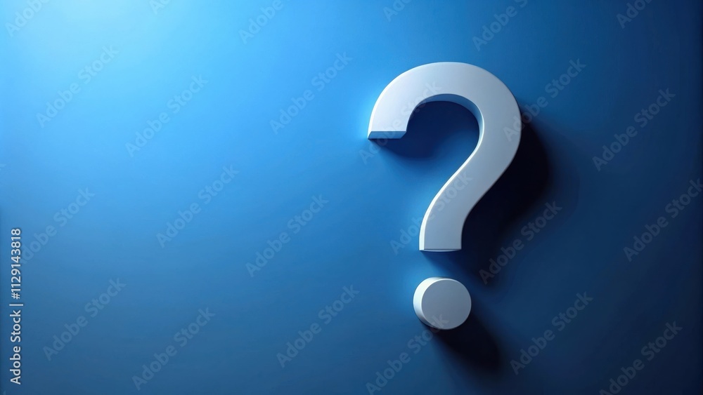 A white question mark on a blue background with shadows, symbolizing curiosity and the pursuit of knowledge A white question mark on a blue background with shadows, symbolizing curiosity and the pursuit of knowledge
