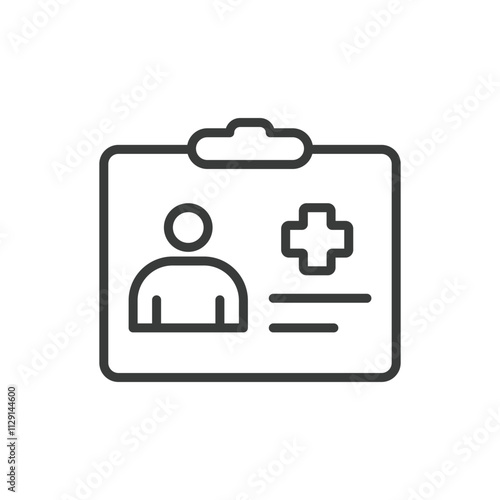 Medical badge icon in line design. Medical, badge, healthcare, emblem, symbol, doctor, hospital on white background vector. Medical badge editable stroke icon