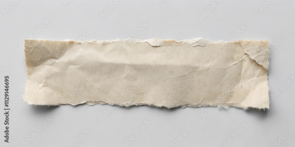 A torn piece of brown paper with an uneven edge, resting on a white surface. It has a rough texture and shows signs of wear and tear. A torn piece of brown paper with an uneven edge, resting on a white surface. It has a rough texture and shows signs of wear and tear.