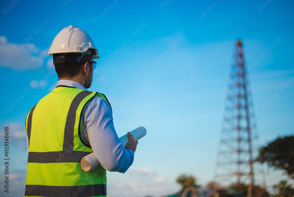 Architect is thinking and planning the construction of an office building. Architect is thinking and planning the construction of an office building.
