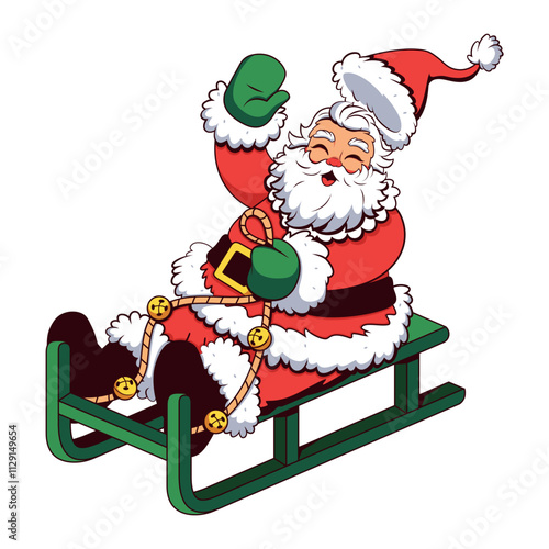 Vector Santa Claus Sled Christmas Cartoon Illustration Isolated