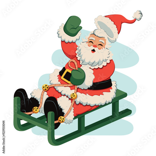 Vector Santa Claus Sled Christmas Cartoon Illustration Isolated