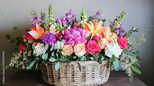 Wallpaper Mural Flower Basket Overflowing with Fresh Blooms Torontodigital.ca