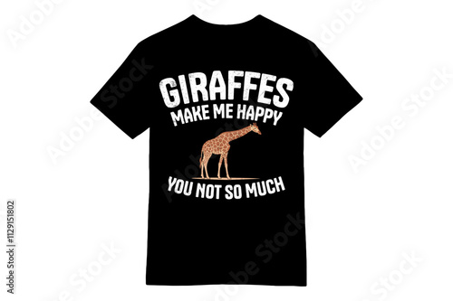 Giraffes Make Me Happy Hiking T-Shirt Design