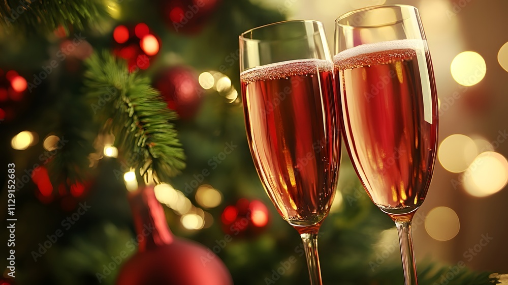 Glasses of champagne with blurred background