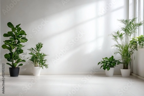 Wallpaper Mural Bright indoor space with various potted plants against a white wall. Torontodigital.ca