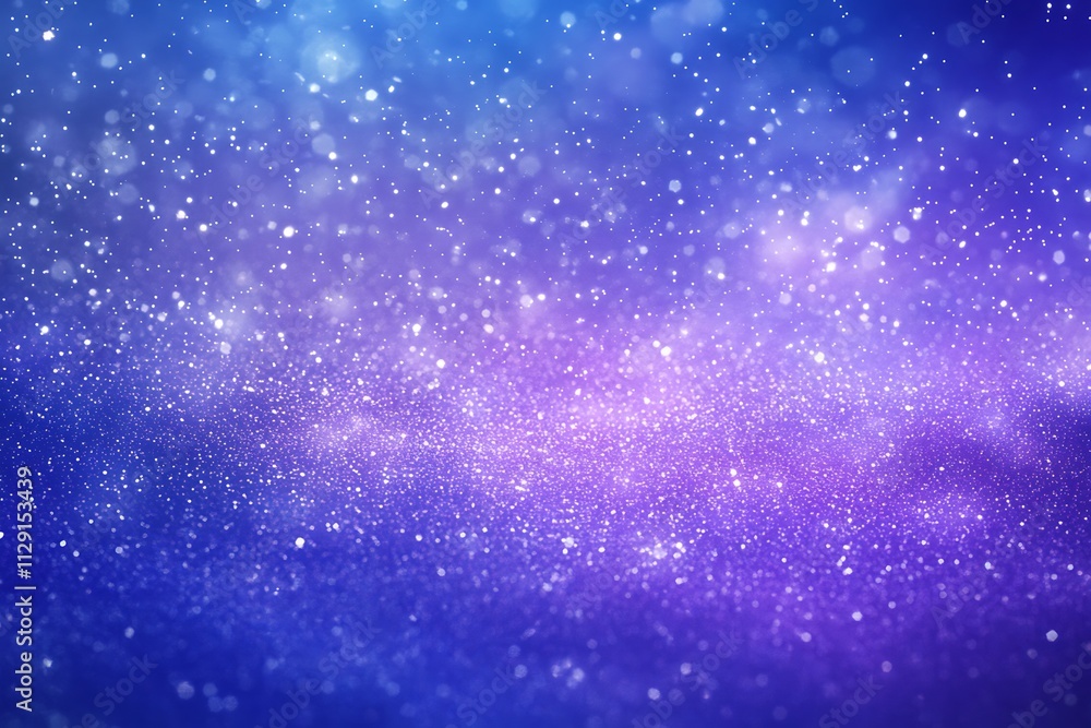 Obraz premium Night sky full of stars fantasy animation made of magical sparkly light particles flickering on a purple blue gradient background,