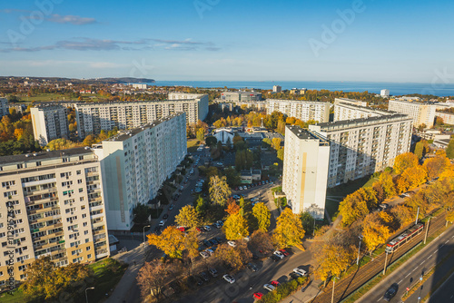 Block of flats. Gdańsk Żabianka. Autumn weather. The largest blocks. photo