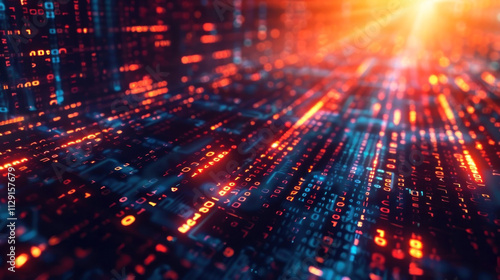 Wallpaper Mural Dive into a vibrant digital matrix of glowing blue and red pixels, capturing the essence of futuristic technology Torontodigital.ca