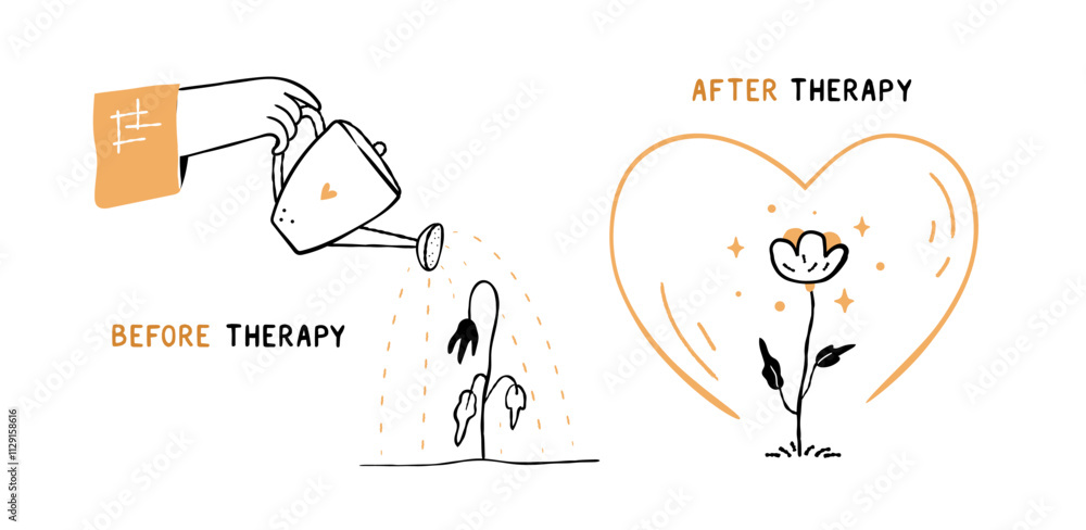 Obraz premium Before and after mental health therapy. Recovery from depression concept.