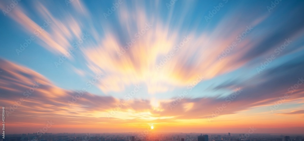 Dramatic sunset sky over city. Dramatic sunset sky over city.