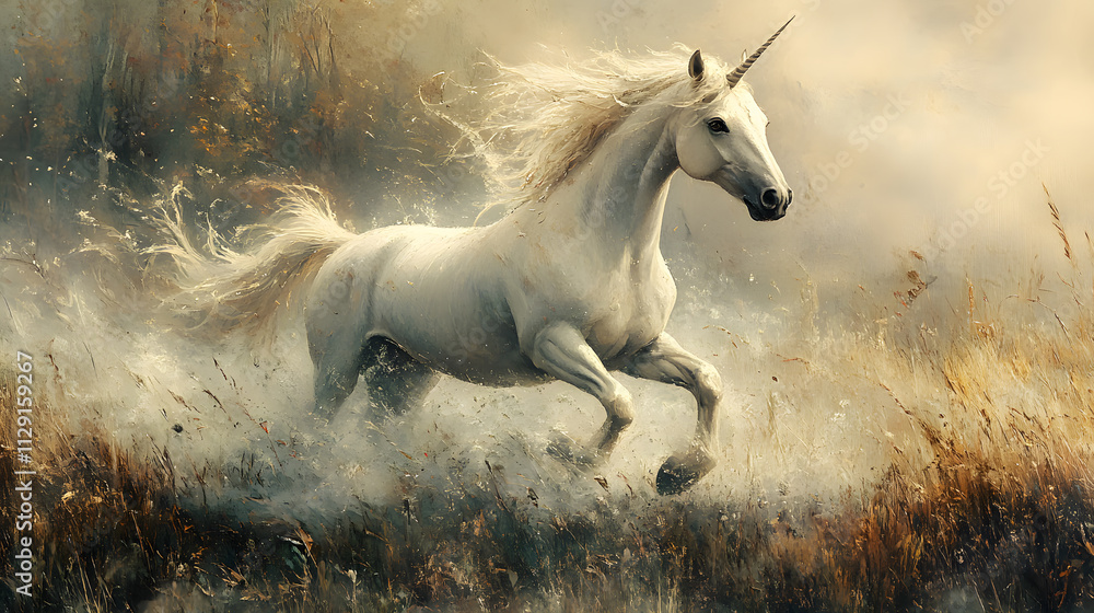 A dreamy, impressionist-style painting of a unicorn prancing through a misty meadow, with soft brushstrokes and a muted color palette, conveying a peaceful and otherworldly atmosphere. A dreamy, impressionist-style painting of a unicorn prancing through a misty meadow, with soft brushstrokes and a muted color palette, conveying a peaceful and otherworldly atmosphere.