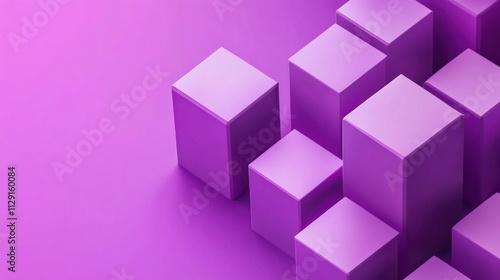 Abstract Purple Cubes 3D Render: Geometric Shapes Background