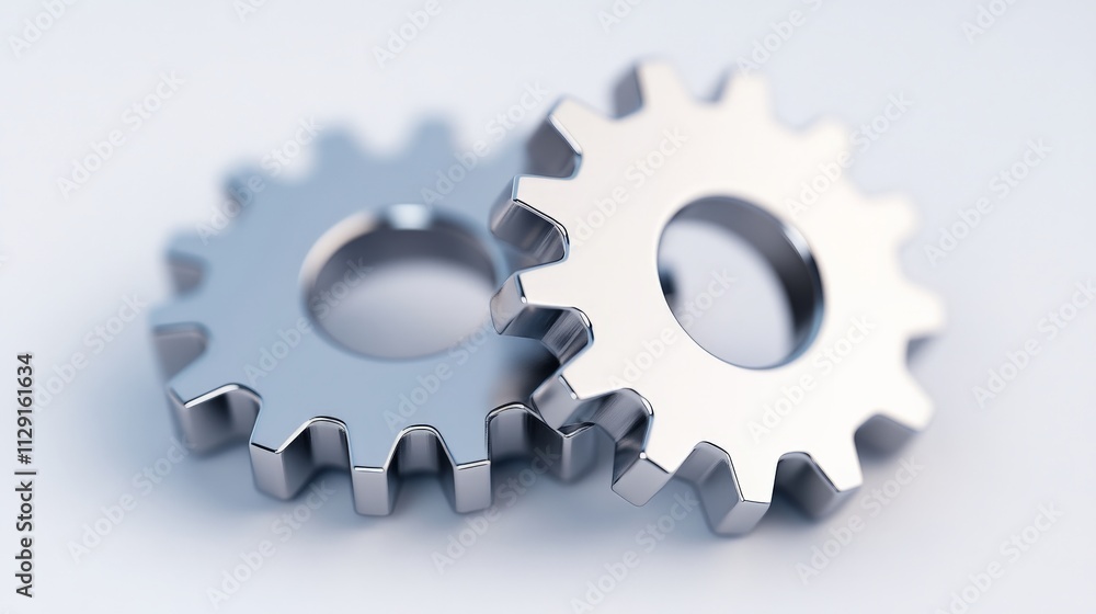 Interlocking Gears: A close-up of two metallic gears interlocked, symbolizing collaboration, efficiency, and the interconnectedness of systems. Interlocking Gears: A close-up of two metallic gears interlocked, symbolizing collaboration, efficiency, and the interconnectedness of systems.