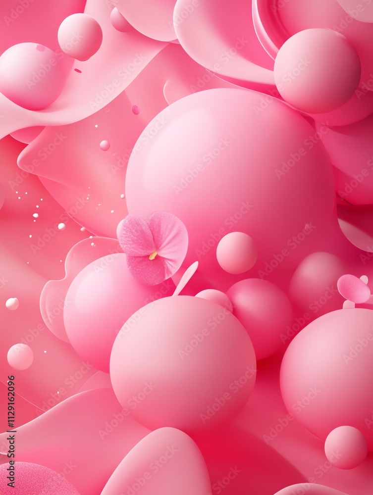 Abstract Pink Fluid Background with Flower Abstract Pink Fluid Background with Flower