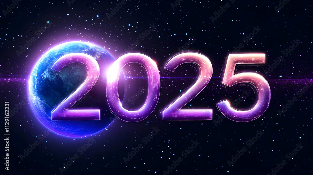 2025: Cosmic New Year Abstract Background 2025: Cosmic New Year Abstract Background