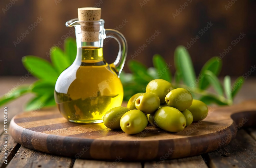 olive oil and olives on a table, food and drink olive oil and olives on a table, food and drink